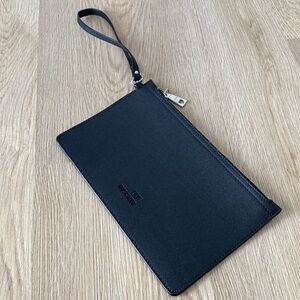 Love Moschino Black Leather Wristlet Clutch | Designer Zip Pouch Wallet Bag